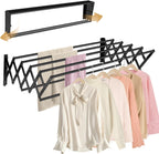 XL-31.5'' Wall Mounted Clothes Drying Rack, 130 lbs Large Capacity Rustproof Retractable Collapsible Drying Rack Easy Install with 7 Drying Rods, Space Saving Towel Clothes Rack for Laundry-Black