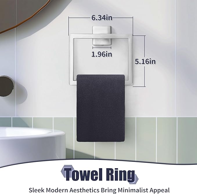 Bathroom Accessory Towel Bar Set: 5 Pieces Brushed Nickel Square Bathroom Hardware SUS304 Stainless Steel - 24 Inch Wall Mounted Towel Rack&Toilet Paper Holder&Towel Ring and Towel Hook