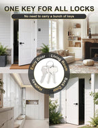 6 Pack Entry Door Levers with Lock and Key, Matte Black Keyed Alike Lockset Combo Pack, Entrance Door Handles for Office and Front Door, Door Knobs Lockset (Each with 3 Keys)