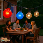 Belle Luci Replacement G40 Incandescent Replacement Bulbs - Red, White, and Blue Glass Globe Bulbs for Outdoor Patio and Seasonal String Lights. (3 PK)