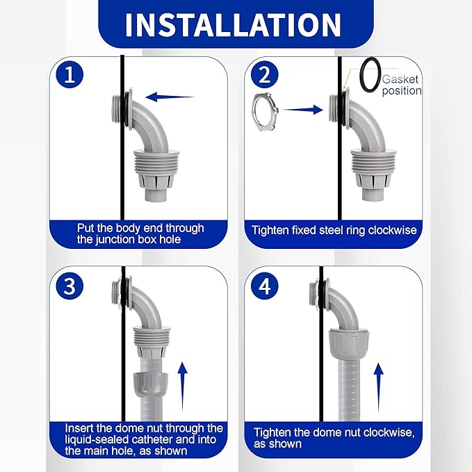(3/4" Dia * 50 Feet) Yariwiz Flexible Electrical Conduit Liquid Tight PVC Conduit Kit with 5 PCS Coupling, 3 PCS Elbow and 10 PCS Strap, Sealtight Seal Flex Liquidtight Wire Outdoor Non Metallic Grey