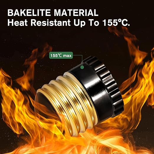 E26 to E17 Light Socket Adapter, Medium Screw E26 to Intermediate E17 Bulb Socket Adapter Converter, UL Listed (Black, 4)