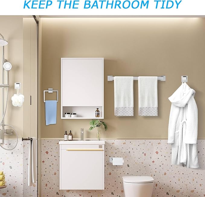 5 Pieces Towel Bar Set Brushed Nickel Bathroom Hardware Accessories Set SUS304 Stainless Steel Towel Holder Set for Bathroom 23.6 Inch Towel Bar,Towel Rack Wall Mounted