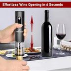 Electric Wine Opener with Automatic Corkscrew & Foil Cutter – Rechargeable Type-C Corkscrew Bottle Opener for Home, Kitchen & Party, Black,1 Pack