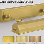 18in Picture Lights Hardwired, Brass Picture Light, Gold Modern Picture Light for Wall, 270°Rotatable Art Light Gallery Lights, Wall Picture Lights Painting Light for Artwork Poster Portrait Display