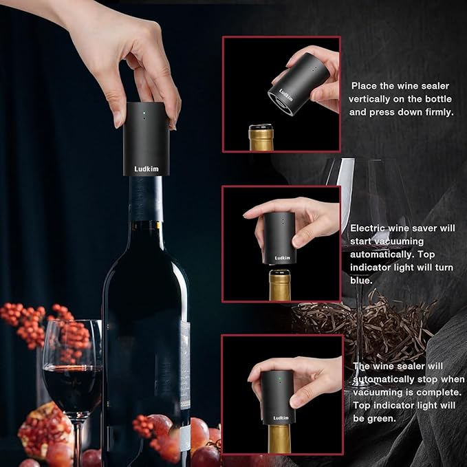 Electric Wine Opener, Rechargeable Wine Gift Set With Electric Wine Aerator Dispenser, Automatic Electric Wine Corkscrew, Automatic Wine Saver Vaccum Pump, Foil Cutter and Gift Box