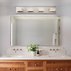 4-Light LED Brushed Nickel Vanity Lights for Bathroom Light Fixtures Adjust 3 Colors Modern Bath Lighing Over Mirror LED Vanity Light 27inch