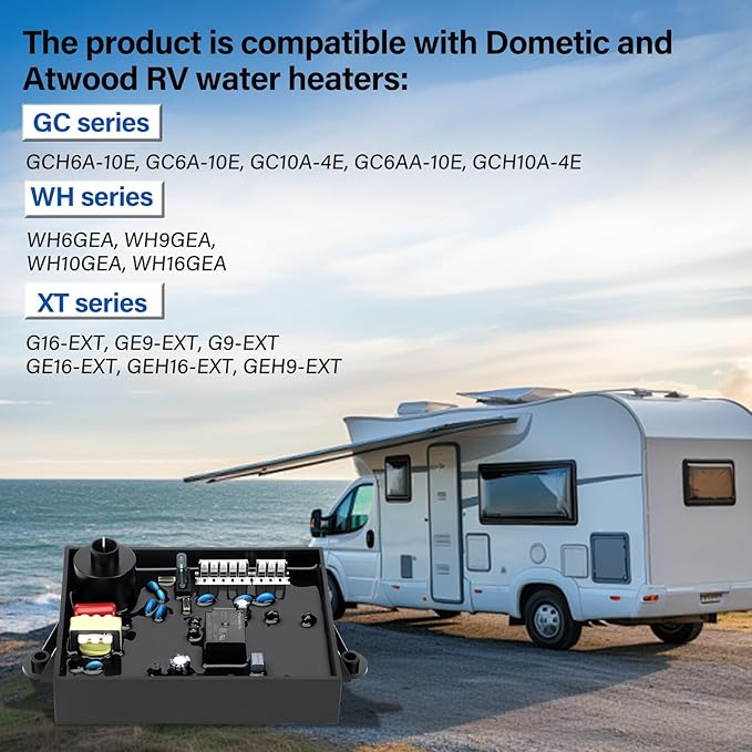 LOCOPOW 91365 93305 RV Water Heater Control Circuit Board Part for Atwood Water Heaters GCH6A-10E GC6AA-10E WH-6GA WH-10GEA Replace 91226 93305, 93851, AT93851 With Igniter Spark & Sensor Electrode