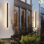 Aipsun 2 Pack Black Outdoor Wall Light 39.4inch Modern LED Exterior Wall Sconce, Long LED Linear Exterior Lights 3000K for House Living Room Corridor