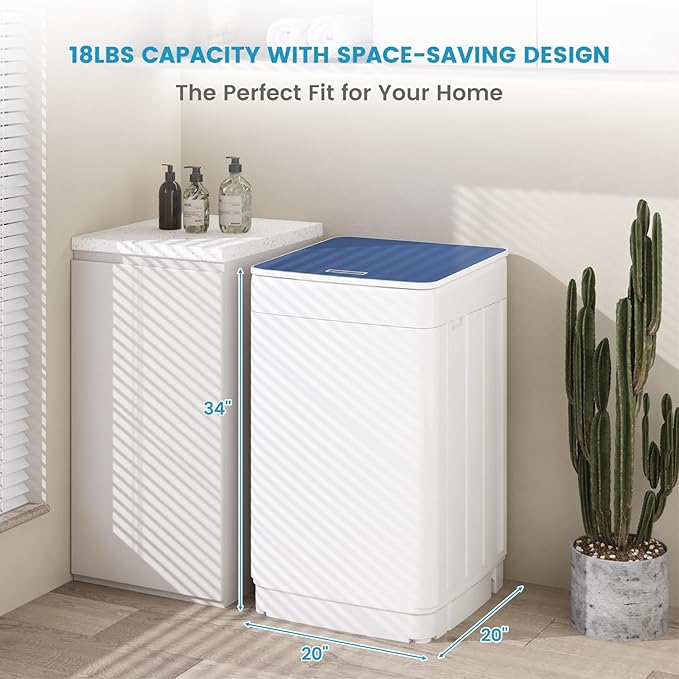 Zynkez 18Lbs Washer and 10Lbs Dryer Combo, Full Automatic Portable Laundry Set with 7 Wash Programs, 5 Dry Modes, Stainless Steel Tub, Compact for Apartments, Dorms, RVs