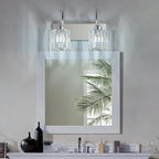 Bathroom Crystal Vanity Lights 2-Light Chrome Wall Lamp Modern Crystal Bathroom Light Fixtures Over Mirror 13.77" Long Wall Sconce