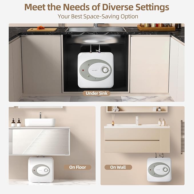 Electric Mini Tank Water Heater-4 Gallon Under Sink Instant Hot Water for RV, Camper, Kitchen, Food Truck, 120V 1500W, Wall or Floor Mounted