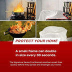 Signature Series Fire Blanket | Flame Suppression Fiberglass Blanket for Home & Kitchen Safety | Ultimate Fire Protection Blankets That Never Expire