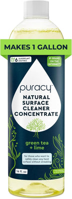 Puracy 99.9% Natural All Purpose Cleaner Concentrate - Makes 128oz Multi Purpose Cleaner - Green Tea & Lime - Surface Cleaner, Floor Cleaner, Kitchen, Cleaner, Bathroom Cleaner - Cleaning supplies