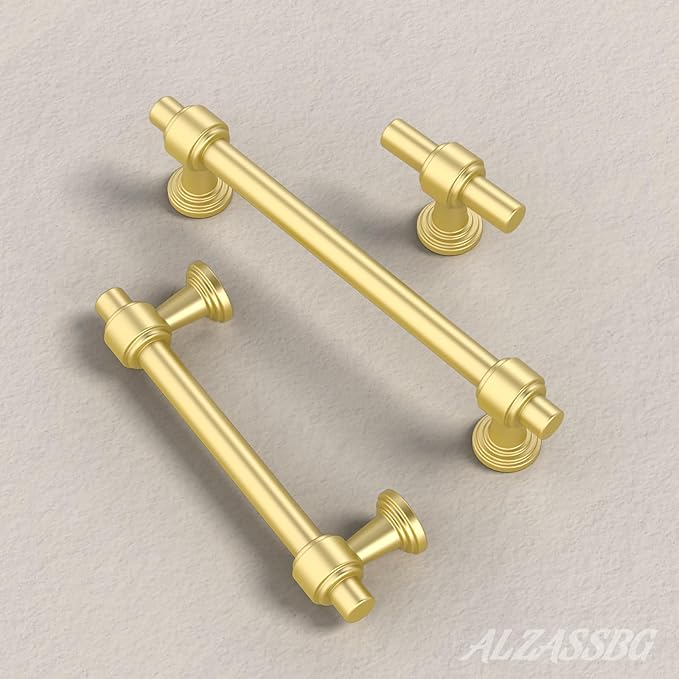 Alzassbg 10 Pack Matt Gold Cabinet Pulls, 7-1/2 Inch(192mm) Hole Centers Cabinet Handles Kitchen Hardware Straight Bar for Cabinets and Drawer AL3505MGP