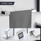 TURS 5-Piece Bathroom Hardware Set Polished Towel Bar Sets Include 23.4 Inch Towel Rail Hand Towel Bar Tissue Holder and 2 Towel Hooks, Stainless Steel Wall Mounted Towel Racks for Bathroom