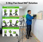 Laser Level with 60 Inch Tripod, Huepar 100Ft Self Leveling Laser Level Rechargeable Green Cross Line Lazer Leveler Tool for Picture Hanging, Tile, Home Renovation, 360° Magnetic Bracket &Target Plate