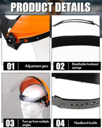 8 Pack Safety Face Shield for Grinding and Cutting, Full Impact Resistant Face Shield Mask for Work Chemical Woodworking (Orange)