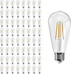 Jensense Edison LED Light Bulbs 8Watt Dimmable, 2700K Warm White, E26 Base, 60watt Equivalent, Vintage Bulbs 800lm CRI 90 Clear Glass, 64 Pack