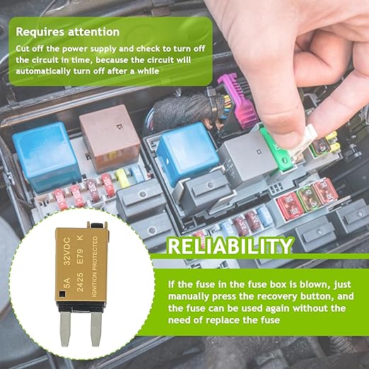 5A DC 12V-32V Manual Reset Circuit Breaker ATM Low Profile T1 Mini Blade Fuses Breakers for Car Trucks Marine Boat RV Solar and More,2 Pack