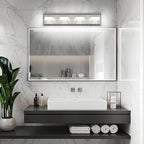 Ralbay 4-Light Brushed Nickel Vanity Light for Bathroom Metal Acrylic Modern LED Bathroom Light Fixtures