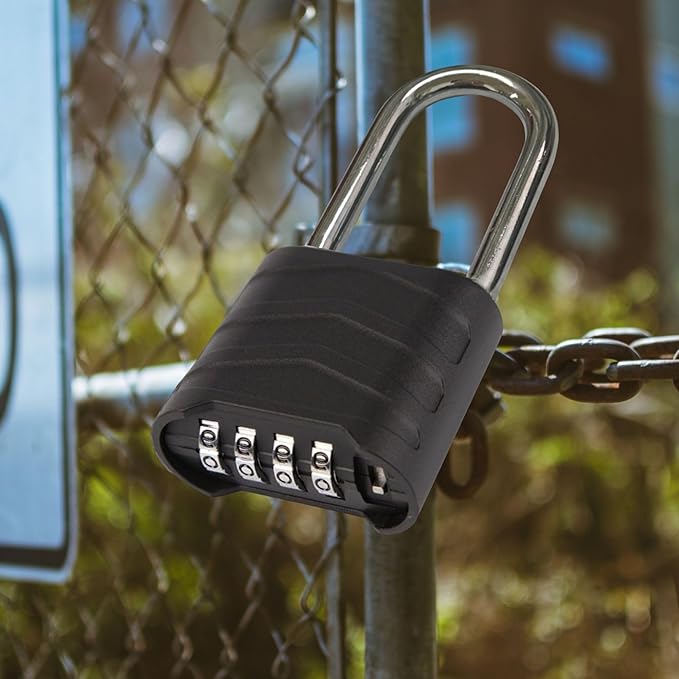 SEPOX 4PCS Large Combination Padlock, Long Shackle Outdoor Combo Lock 2.2" 55mm Heavy Duty Weatherproof, Ressetable 4Digital, Security Aluminum Body,Uncuttable Shackle, for Home, School, Gate, Garden