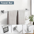 Brushed 5-Piece Bathroom Hardware Accessories Set-Towel Bar & Holder Racks for Bathroom,SUS304 Stainless Steel,Wall Mounted,23.6-Inch