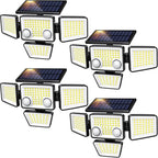 Solar Lights Outdoor - 3000LM 188 LED Motion Sensor Outdoor Lights, 4 Heads IP65 Waterproof Powered Security Flood Lights, 270°Wide Lighting Angle Wall Light with Sensors for Backyard (4 Pack)