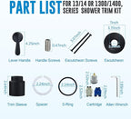 Replacement for Delta Classic 13 Series Single-Function Trim Kit, T13020-BL Matte Black Shower Handle, Fit Delta Shower Valve R10000 Series (2 Style of Cartridge Included)