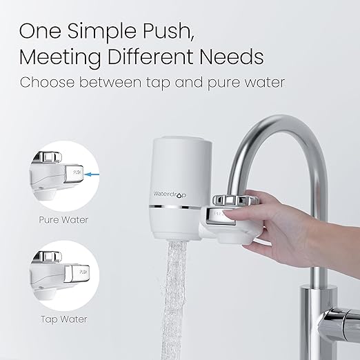 Waterdrop Sink Filter Water Faucet for Skin Care, Bathroom Faucet Filter, 320 Gallons, NSF Certified Water Purifier, 0.01μm Ultra-Filtration System, Reduces Chlorine Lead-Free Material, 1 Filter White