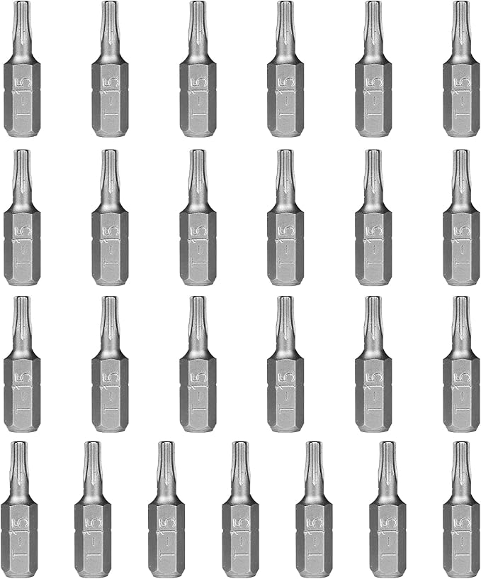 HPHOPE T15 Screwdriver Bit Set, Torx Bits T15, 1/4" Hexagon Bit (Length: 1", 25 Pack)