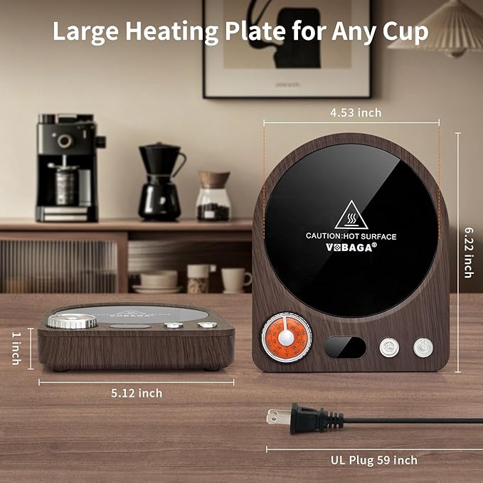 VOBAGA Coffee Mug Warmer with Smart Memory System & 9-Temperature Setting, Coffee Cup Warmer with Customize Timer & Precise Minute Timing, Suitable for Work, Reading, Sleeping