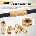 CheeMuii 100 PCS Brass DOT Air Line Fittings with 3 Roll 50FT 1/4" 3/8" 1/2" DOT Air Lines Kit Push Lock Air Fitting Quick Connect Air Fittings with Air Hose Pneumatic Tubing
