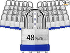 Padlocks Keyed Alike, Pack of 48, Laminated Steel Keyed Lock (1-9/16", 40mm), Padlocks with Same Key, Normal Shackle, for Toolbox, Locker & StorageUnit or More