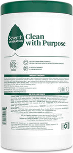 Seventh Generation Multi Purpose Wipes All Purpose Cleaning Garden Mint scent with 100% Essential Oils and Botanical Ingredients 70 count, Pack of 3