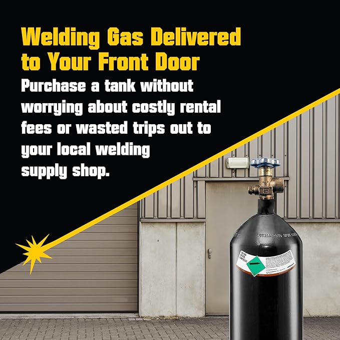 PrimeWeld 100% Argon Gas Welding Tank Full 40CF | DOT 3AA | USA CGA 580 Valve | Best Gas for TIG Welding Applications | Cylinders Full & Ready to Use