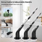 Electric Spin Scrubber, Cordless Cleaning Brush, Shower Scrubber with 7 Replaceable Brush, 2 Speeds and Adjustable Extension Handle for Bathroom Shower Bathtub Glass Car(Black)