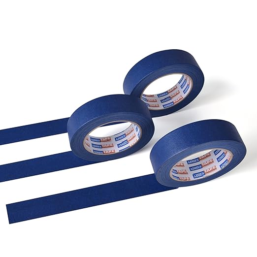 ADHES Blue Painters Tape Masking Tape for Painting,Paint Tape No Residue Outdoor Anti UV Multi Surface Use, 30mm x 50m (1.2Inch x 55yard),6Rolls