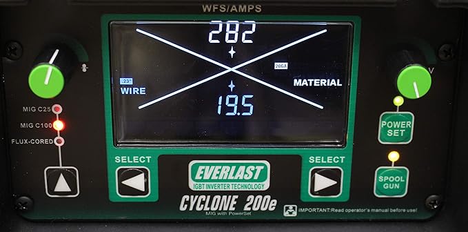 Everlast Cyclone 200ES MIG Welder - 180 Amp, Dual Voltage 110/220V, IGBT Inverter, MIG & Stick Capability