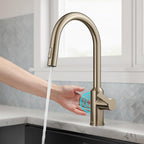 KRAUS Oletto Touchless Sensor Pull-Down Single Handle Kitchen Faucet in Spot-Free Antique Champagne Bronze, KSF-2830SFACB