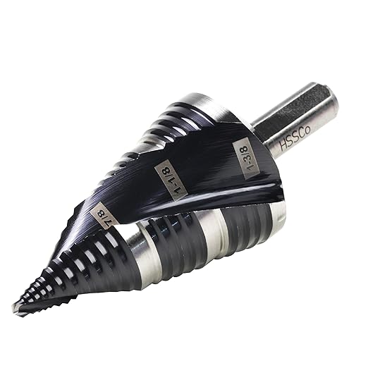 Heavy Duty M35 HSS 1/4 to 1-3/8 Inch Step Drill Bit with Double Flutes, Large High Speed Steel Step Bit for Stainless Steel, Metal, Wood