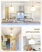 Emak 8 Inch Gold Pendant Lights Kitchen Island, 2 Pack Pendant Light Fixtures with Milk Glass Shade, Modern Hanging Lights for Kitchen Island, Bathroom, Dining Room, PL122-GD-ML-2PK