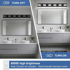 Modern LED Bathroom Lights Fixtures(6-Light),Metal Black Acrylic Wall Lighting,Vanity Lights for Bathroom Over Mirror(6000k 41In