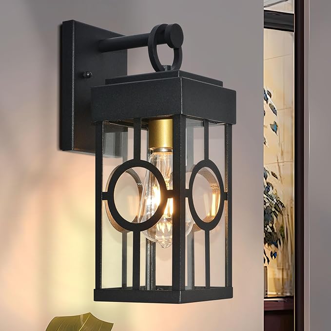ALVIME Outdoor Wall Light Fixtures, Exterior Wall Lanterns, Waterproof Patio Sconce, Porch Outside Lights for House, Entryway, Front Door, Backyard, Garage, E26 Base&High Strength Clear Glass