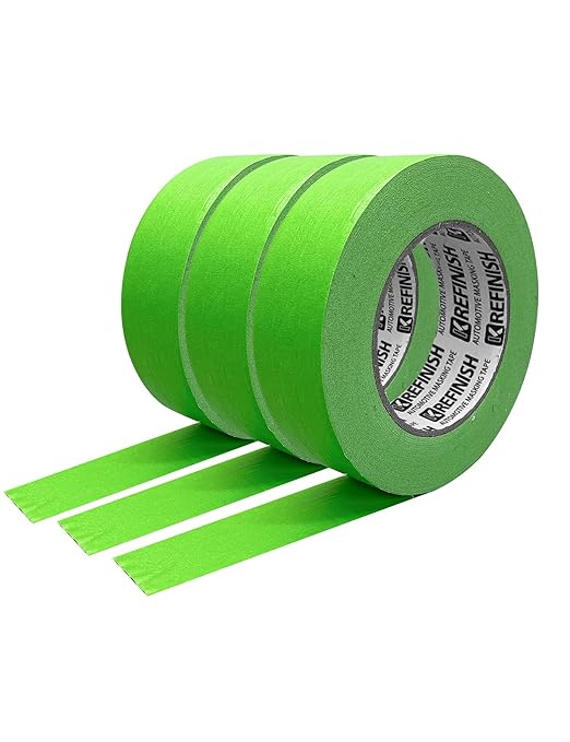 Painters Tape for Car Paint Green No Residue Automotive Masking Tape for Automotive Paint - Heat Resistant for Paint Booth, 1.4 Inches x 60 Yards, 3 Rolls