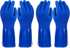2 Pairs Rubber Household Cleaning Gloves for Kitchen Dishwashing, Cotton Lined (Blue)