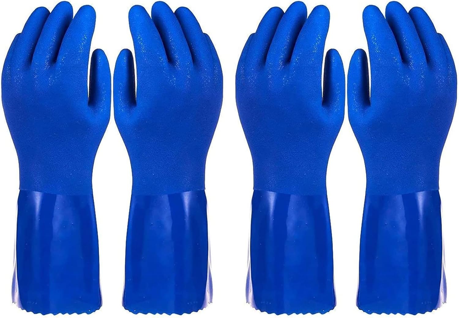2 Pairs Rubber Household Cleaning Gloves for Kitchen Dishwashing, Cotton Lined (Blue)