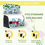 Hydrangea Flowers Magnetic Mailbox Cover Oversized Spring Summer Blue Floral Mailbox Covers Large Size 25.5 x 21 Inch Outdoor Letter Post Box Wraps for Garden Yard Home Decor