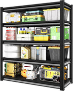 48" W Garage Shelving Heavy Duty, 3000LBS Loads Garage Storage Shelves Heavy Duty, 5-Tier Metal Shelving Units and Storage Racks, Industrial Utility Shelf,48" Wx24 Dx78 H, Black