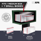 Ilyapa Modern Mailbox for Outside Post Mount - Green Powder Coated Metal Mailbox, Waterproof Letter Box for Parcels, with Recessed Magnetic Close Door